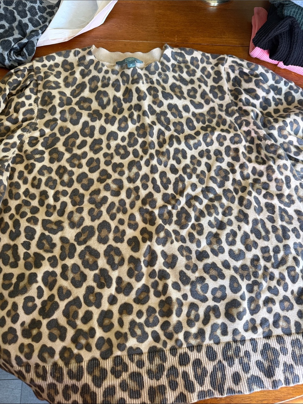 Terra & Sky Beige and Brown Leopard Print Sweater